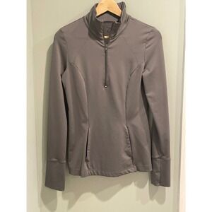 BYZELLA Women's Gray Long Sleeve Quarter Zip Athletic Pullover Top Size S
